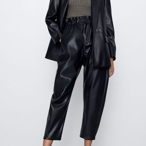 faux leather baggy pants